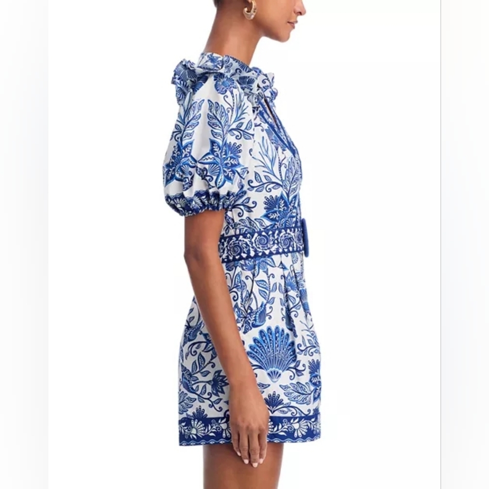 NEW FARM Rio blue & off-white shell garden 100% organic cotton Romper Size Small - Picture 3 of 13